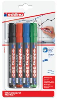 Viltstift edding 360 whiteboard rond assorti 3mm blister a 4