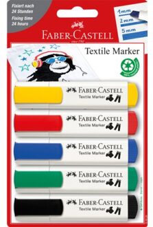 Viltstift Faber Castell textiel blister a 5 kleuren