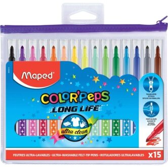Viltstift Maped Colorpeps in etui met rits 15stuks assorti