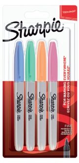 Viltstift Sharpie rond 0.9mm blister a 4 stuks pastel assorti