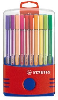 Viltstift STABILO Pen 68 colorparade rood/blauw etui a 20 kleuren