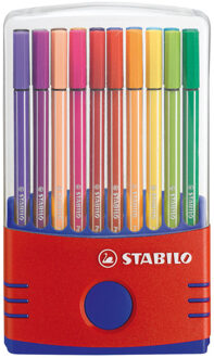Viltstift STABILO Pen 68 colorparade rood/blauw etui a 20 kleuren