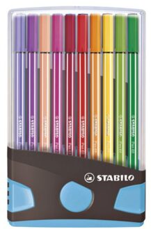 Viltstift STABILO Pen 68 ColorParade turquoise etui a 20 kleuren