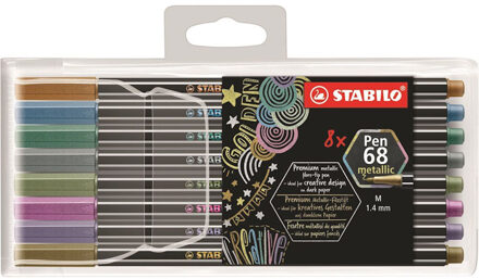 Viltstift STABILO Pen 6808/8-11 metallic etui a 8 kleuren Koper