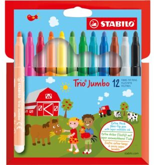 Viltstift STABILO Trio Jumbo XXL etui a 12 kleuren
