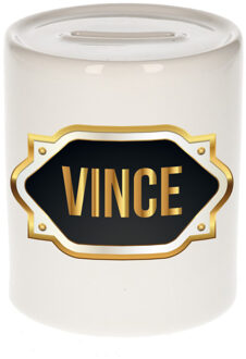 Vince naam / voornaam kado spaarpot met embleem - Naam spaarpotten Multikleur
