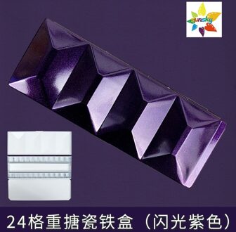 Vincent Zware Emaille Aquarel Palet, Verse Vijf Kleur, 24 Rooster, 21.2X7.7X2cm, vouwen Aquarel Pigment Doos flash paars