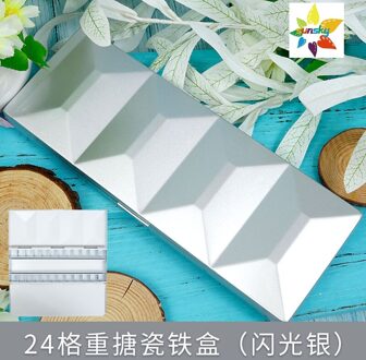 Vincent Zware Emaille Aquarel Palet, Verse Vijf Kleur, 24 Rooster, 21.2X7.7X2cm, vouwen Aquarel Pigment Doos zilverachtig