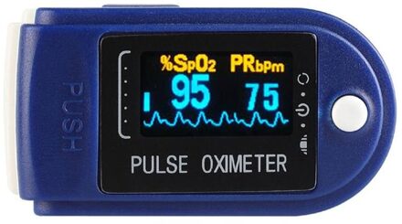 Vinger Oximeter Zuurstofverzadiging Monitor Blood Oxygen Monitor Finger Pulse Lage Accuspanning Hartslag blauw