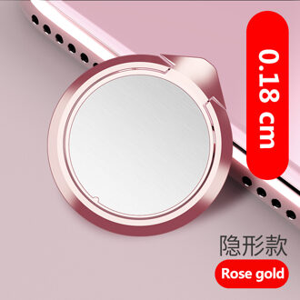 Vinger Ring Metalen Mobiele Telefoon Standhouder Graden Rotatie Voor Iphone 11 Pro Voor Samsung S9 Alle Mobiele Telefoons Stand tablet 0.18cm roos goud