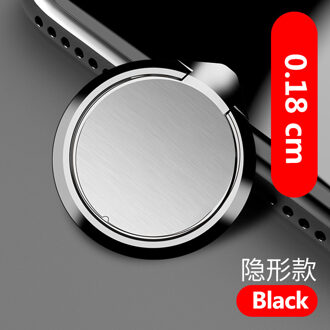 Vinger Ring Metalen Mobiele Telefoon Standhouder Graden Rotatie Voor Iphone 11 Pro Voor Samsung S9 Alle Mobiele Telefoons Stand tablet 0.18cm zwart