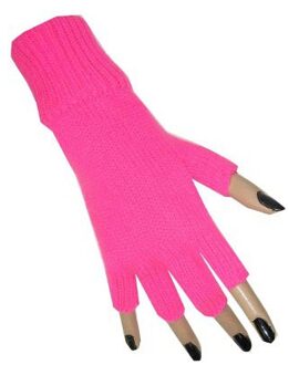 Vingerloze handschoen fluor roze