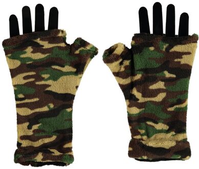 Vingerloze handschoenen camouflage print voor volwassenen