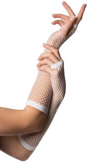 Vingerloze Handschoenen Lang Visnet Wit Wit - Transparant
