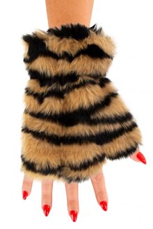 Vingerloze handschoenen pluche Tijger Multikleur - Print