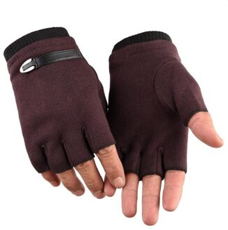 Vingerloze Mannen Handschoenen Rijden Suede Leer Zwart Grijs Half Vinger Mannen Elastische Outdoor Bike Mittens Winter Warm Handschoenen Velvet bruin