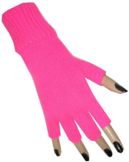 Vingerloze verkleed handschoenen - fluor roze - volwassenen - Carnaval