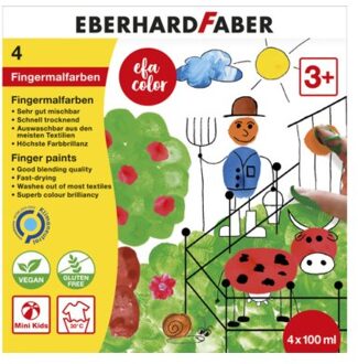 Vingerverf Eberhard Faber 100ml geel, rood, blauw, groen Wit