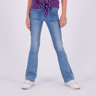 Vingino Flare Jeans Britte patched on pockets Blue Vintage - 140/10,146/11,152/12,158/13,164/14,170/15,176/16,92/2,98/3,104/4,110/5,116/6,122/7,128/8,134/9