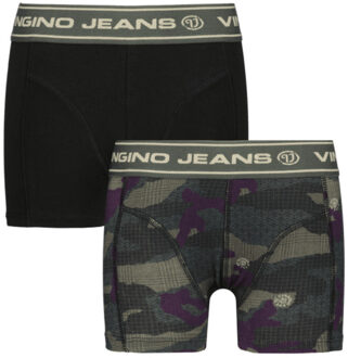 Vingino Jongens ondergoed 2-pack boxers camou deep Zwart - 128