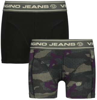 Vingino Jongens ondergoed 2-pack boxers camou deep Zwart - 140