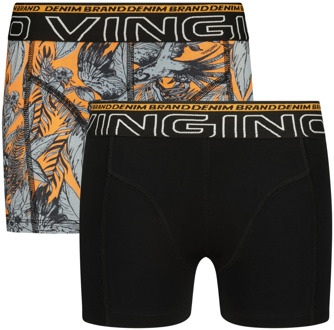 Vingino Jongens ondergoed 2-pack boxers leaf deep Zwart - 116