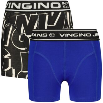 Vingino Jongens ondergoed 2-pack boxers logo deep Zwart - 176