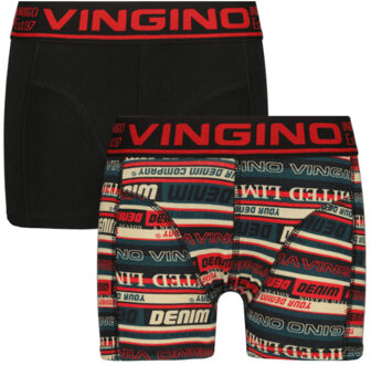 Vingino Jongens ondergoed 2-pack boxers stripe deep Zwart - 128