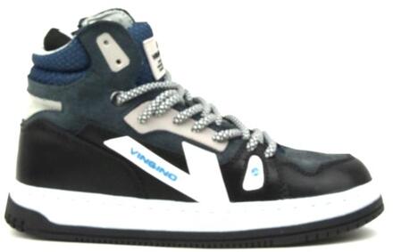 Vingino Joshua Mid Sneakers grijs Leer Blauw - 32,33,34,36,38