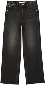 Vingino Meiden jeans cato wide leg dark grey vintage Zwart - 128