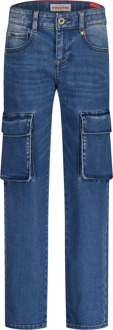 Vingino winter jeans broek jongens - blauw - Paolo Cargo - straight fit - Maat 128