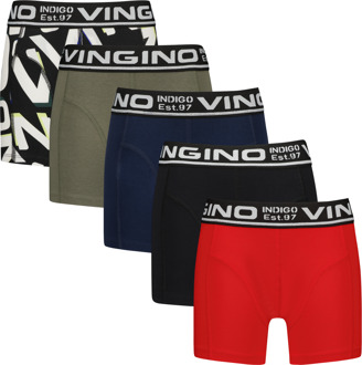 Vingino winter ondergoed jongens - multi rood - 5-pack - Maat 110/116