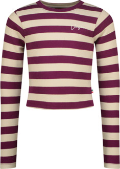 Vingino winter top meisjes - paars - Basic crop top - rib, strepen - Maat 152