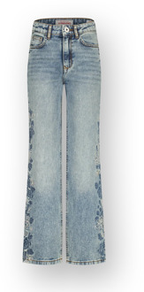 Vingino zomer jeans broek meisjes - blauw - Cato - wide leg - Maat 104