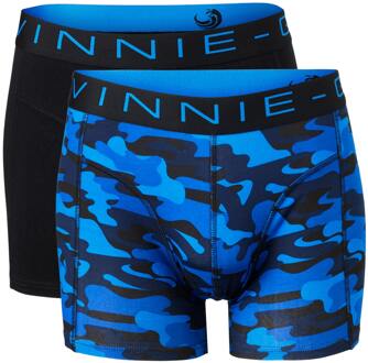 Vinnie-G Boxershorts 2-pack Black/Blue Army-L Blauw,Zwart - L