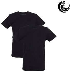 Vinnie-G Heren T-shirt Ronde hals Zwart 2-pack-L - L