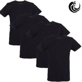 Vinnie-G Heren T-shirt Ronde hals Zwart 4-pack-S - S