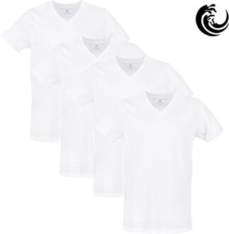Vinnie-G Heren T-shirt V-hals Wit 4-pack-M - M