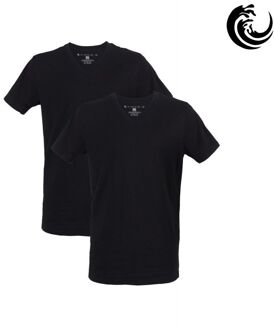 Vinnie-G Heren T-shirt V-hals Zwart 2-pack-S - S