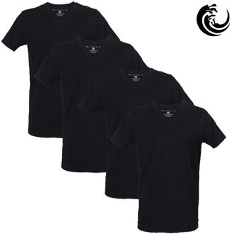 Vinnie-G Heren T-shirt V-hals Zwart 4-pack-M - M