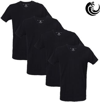 Vinnie-G Heren T-shirt V-hals Zwart 4-pack-S - S