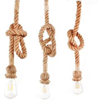 Vintage 1/2/3/4/5m long Hemp Rope Retro Loft Single Head Double Heads Industrial light Hanging Lamp Pendant Light Edison Lamp