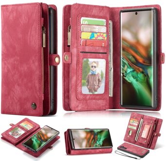 vintage 2 in 1 portemonnee hoes - Samsung Galaxy Note 10 - Rood