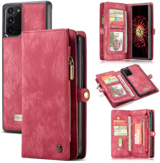 vintage 2 in 1 portemonnee hoes - Samsung Galaxy Note 20 - Rood