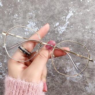 Vintage Anti Blauw Licht Brilmontuur Ronde Lens Bijziendheid Optische Spiegel Eenvoudige Metalen Vrouwen Mannen Transparante Eyewear Frames goud