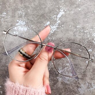 Vintage Anti Blauw Licht Brilmontuur Ronde Lens Bijziendheid Optische Spiegel Eenvoudige Metalen Vrouwen Mannen Transparante Eyewear Frames Sliver