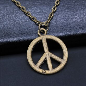 Vintage Antiek Zilver Kleur Antiek Brons Kleur Vrede Teken Hanger Ketting Vredessymbool Sieraden Ketting Liefde Vrede Sieraden N2-A10199
