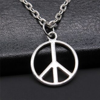 Vintage Antiek Zilver Kleur Antiek Brons Kleur Vrede Teken Hanger Ketting Vredessymbool Sieraden Ketting Liefde Vrede Sieraden N2-B10432
