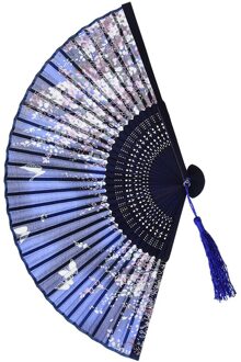 Vintage Bamboe Patroon Vouwen Hand Held Bloem Fan Chinese Dance Wedding Party Pocket Kant Zijde Vouwen