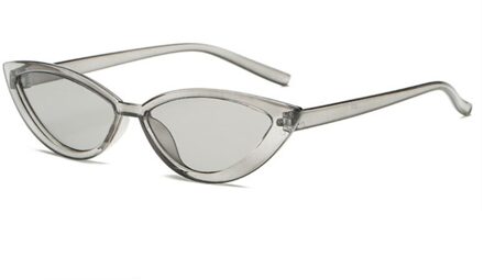 Vintage Black Cat Eye Zonnebril Vrouwen Mode Spiegel Kleine Frame Cateye Zonnebril Voor Vrouwelijke Shades UV400 grijs